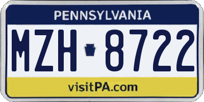 PA license plate MZH8722