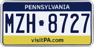 PA license plate MZH8727