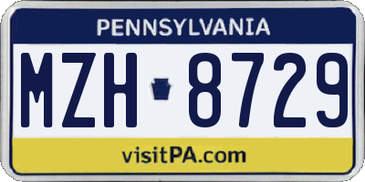PA license plate MZH8729