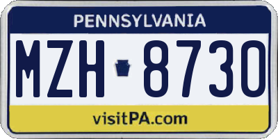 PA license plate MZH8730