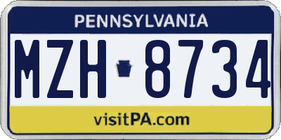 PA license plate MZH8734