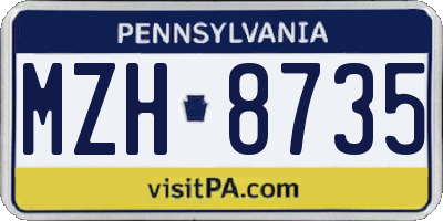 PA license plate MZH8735