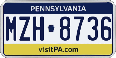 PA license plate MZH8736