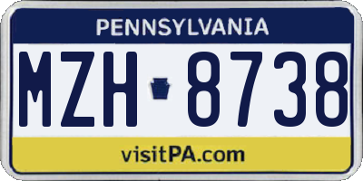 PA license plate MZH8738
