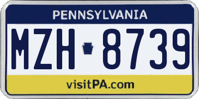 PA license plate MZH8739