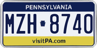 PA license plate MZH8740