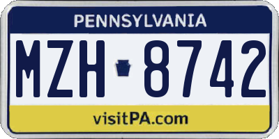 PA license plate MZH8742