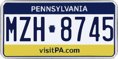 PA license plate MZH8745