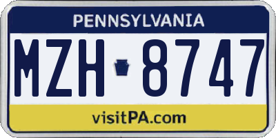 PA license plate MZH8747