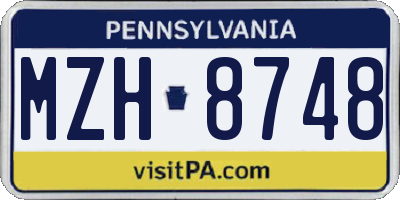 PA license plate MZH8748