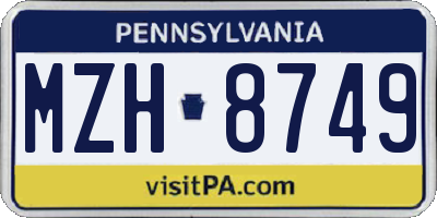 PA license plate MZH8749