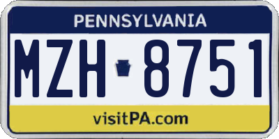 PA license plate MZH8751