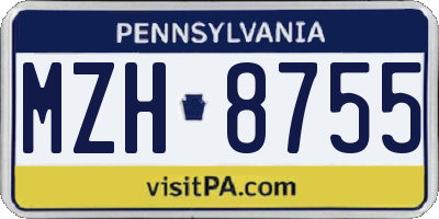 PA license plate MZH8755