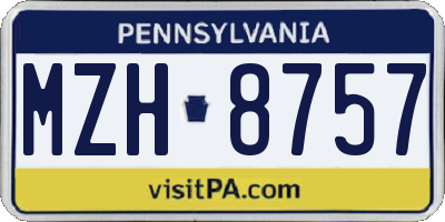 PA license plate MZH8757