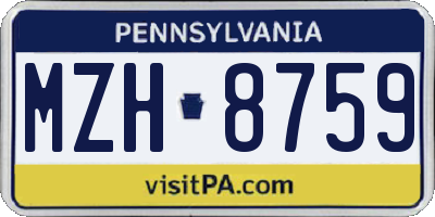 PA license plate MZH8759
