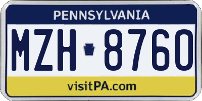 PA license plate MZH8760