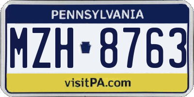 PA license plate MZH8763