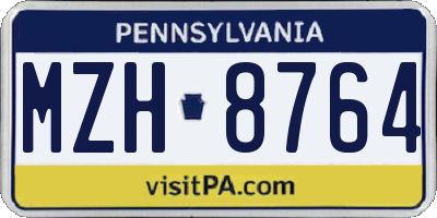 PA license plate MZH8764