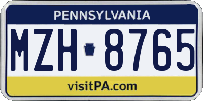 PA license plate MZH8765