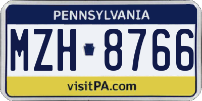 PA license plate MZH8766