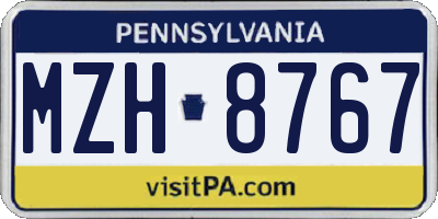 PA license plate MZH8767