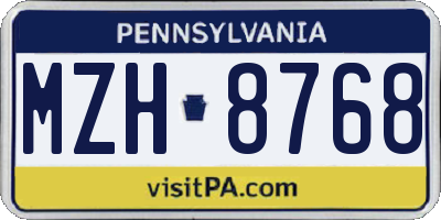 PA license plate MZH8768