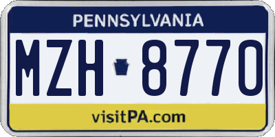 PA license plate MZH8770
