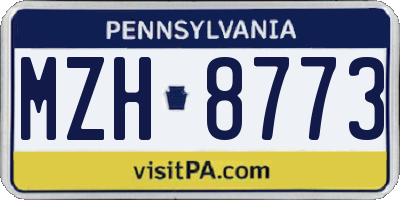 PA license plate MZH8773