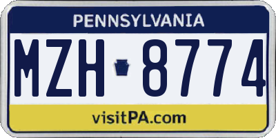 PA license plate MZH8774