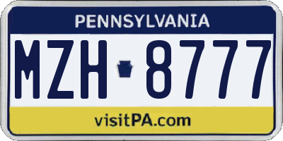 PA license plate MZH8777