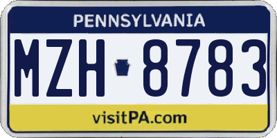 PA license plate MZH8783