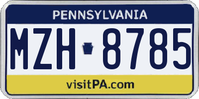 PA license plate MZH8785