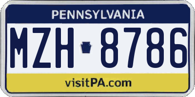 PA license plate MZH8786