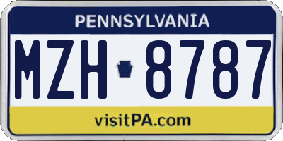 PA license plate MZH8787