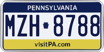 PA license plate MZH8788