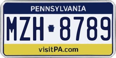 PA license plate MZH8789