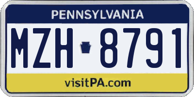 PA license plate MZH8791