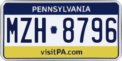PA license plate MZH8796