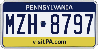 PA license plate MZH8797