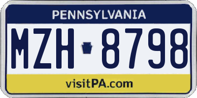 PA license plate MZH8798