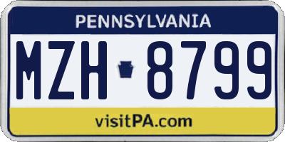 PA license plate MZH8799