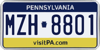 PA license plate MZH8801