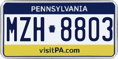 PA license plate MZH8803
