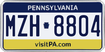 PA license plate MZH8804