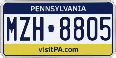 PA license plate MZH8805