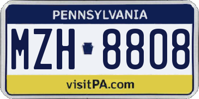 PA license plate MZH8808