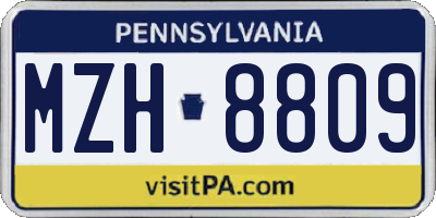 PA license plate MZH8809