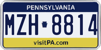 PA license plate MZH8814