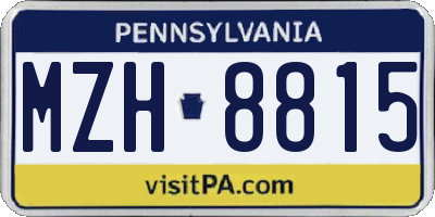 PA license plate MZH8815