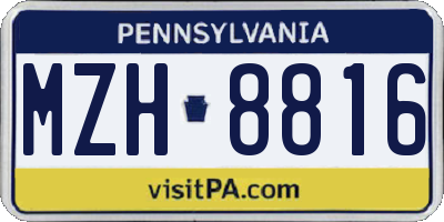 PA license plate MZH8816